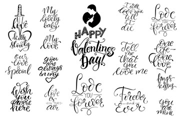 Set of letterings Valentines theme