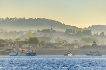Lake and Hill Landscape, Chiloe Island, Chile