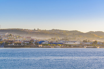 Fototapeta premium Lake and Hill Landscape, Chiloe Island, Chile