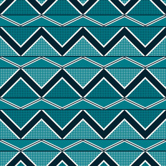Seamless pattern of horizontal stripes with zigzag and dots