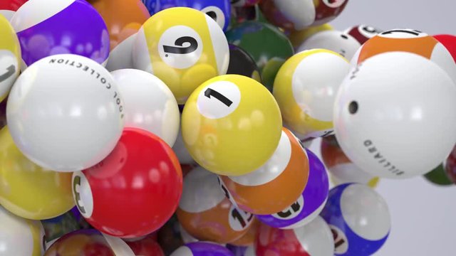 pool and billiard balls rotating close up 3d with depth of field loop and alpha buy it NOW!
