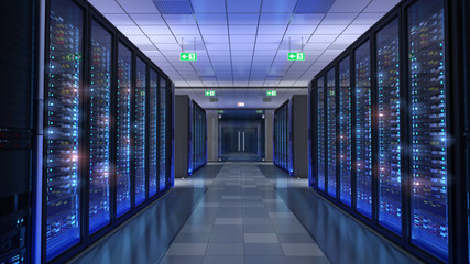 Obraz na płótnie Canvas Server room, bit coin mining, supercomputing, command center