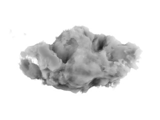 Dark rain cloud isolated on white, original 3d rendering illustration