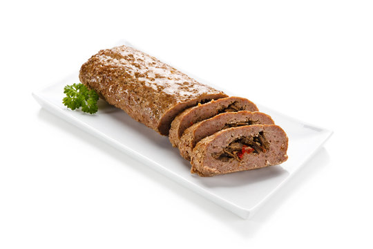 Stuffed meat on white background