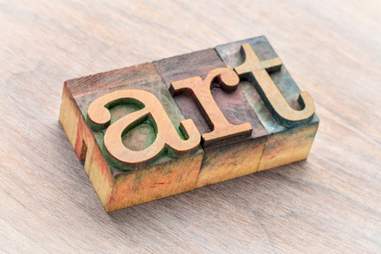 art word abstract in wood type