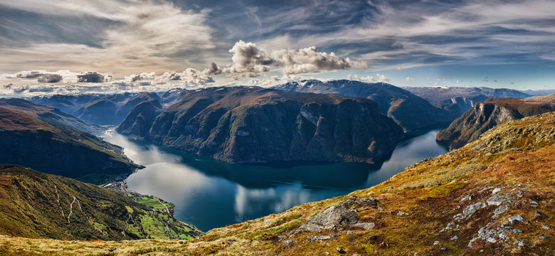 beautiful panorama picture of a norwegian fjord © arlekina89