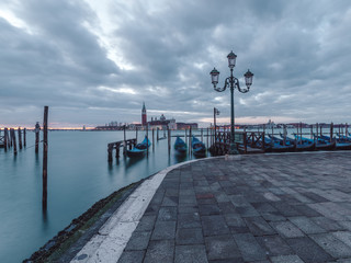 Fototapeta premium view on gondolas in Venice