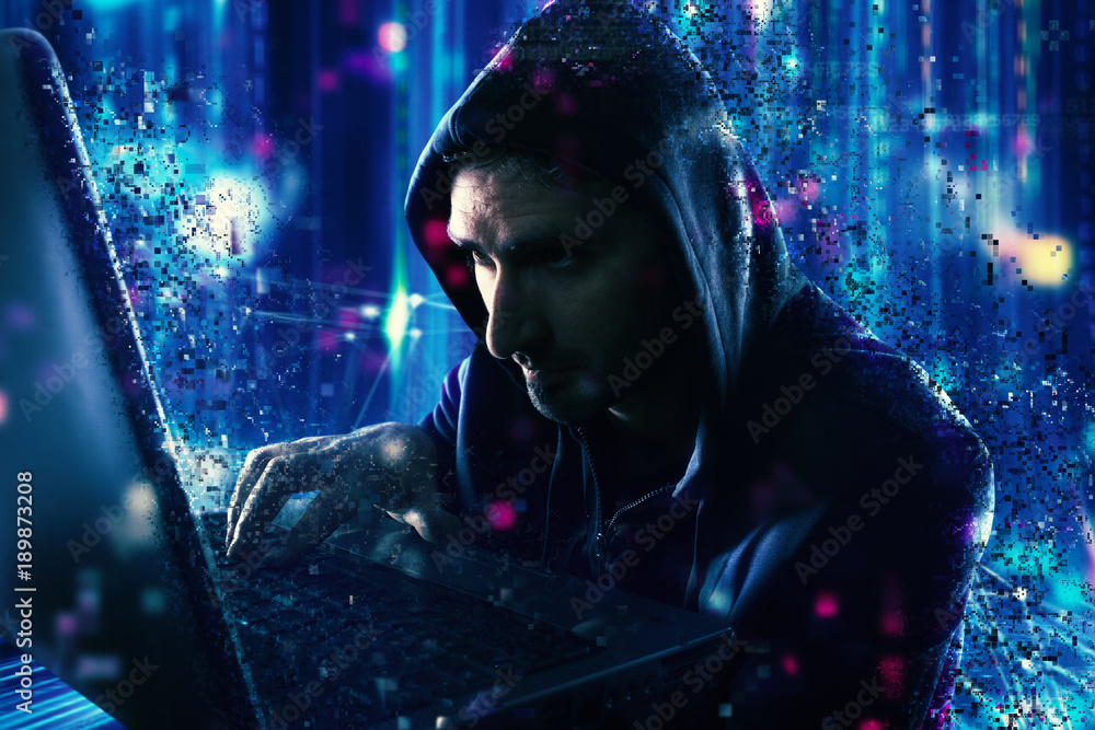 Poster hacker reading personal information. concept of privacy and security
