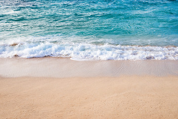 Fototapeta na wymiar sandy beach of Sunset Beach in Oahu, Hawaii, background