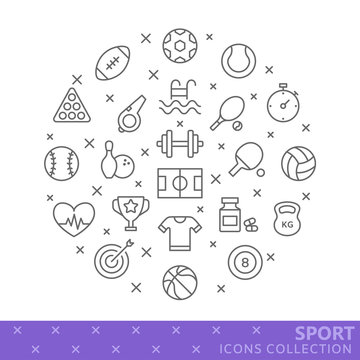 Collection of sport thin line icons