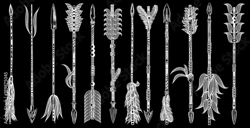 Download "Set of ethnic Boho arrows with feathers. Decorative ...