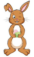 Happy Easter bunny with Easter Eggs Cartoon 