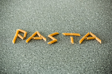 The word PASTA, made from whole grain italian macaroni.