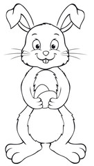 Cute Easter Bunny holding Easter Eggs Coloring page 
