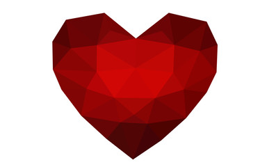 Dark Red vector abstract glitter heart shape on white background.