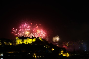 Fireworks over Lissabon on New Year's Eve