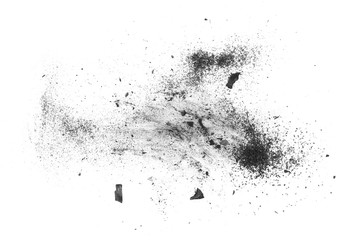 charcoal isolated on white background,abstract powder splatted background 
