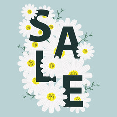 Spring sale vintage background with beautiful flower, vector illustration template, banners, Wallpaper, invitation, posters, brochure, voucher discount.