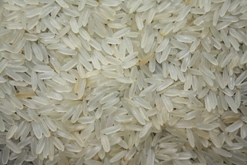 Natural organic rice grain raw from above. Rice is the main food of Asian people