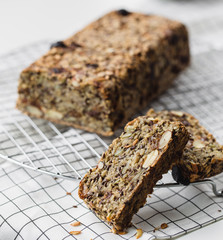 Loaf of Homemade Gluten-Free Bread with nuts