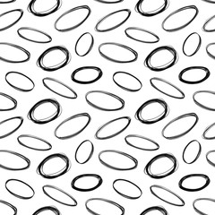 Seamless decorative pattern with hand drawn oval shapes.