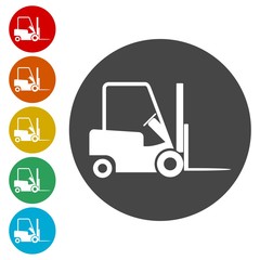 Forklift icon, Forklift truck side silhouette 