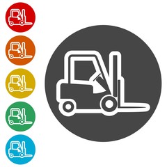 Forklift icon, Forklift truck side silhouette 