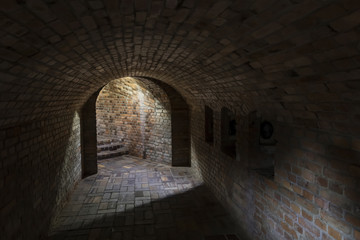 Industrial underground in Poland. Old cellar. City Sandomierz.