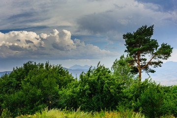 Obraz premium Scenic landscape with trees and cloudy sky, Armenia