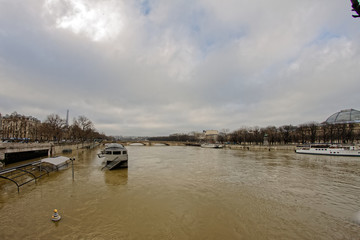 27 JAN 2018 - PARIS - FRANCE - River Seine Floods and bursts its banks