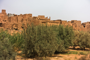 Fototapeta na wymiar Berber village built is Casbah style near Todra gorge in Mid Atlas, Morocco, Africa