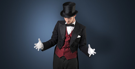 Magician holds something invisible