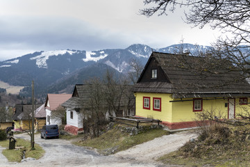 Fototapeta na wymiar Wooden houses in Vlkolinec village, Slovak republic