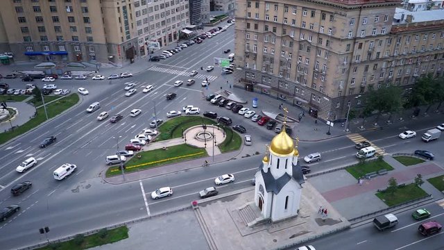 NOVOSIBIRSK, RUSSIA - Chapel of St. Nicholas is the Orthodox chapel in Novosibirsk, located on the Red Avenue.