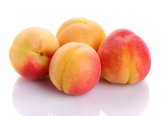 Ripe peaches fruit isolated