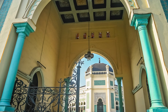 Entrance To The Great Mosque Of Al-Mashun In Medan