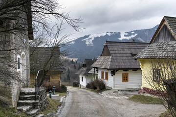 Wooden houses in Vlkolinec village, Slovak republic