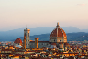 Fototapeta na wymiar Europe Florence Duomo at Sunrise Over City
