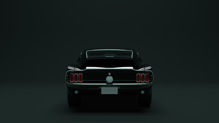 Powerful Black Muscle Car 3d illustration