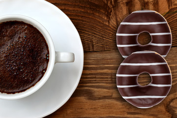 Extremely tasty sweet donut together with aromatic coffee full of caffeine is an unforgettable taste and relaxation experience after every effort, both mental and physical.
