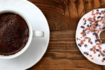 Extremely tasty sweet donut together with aromatic coffee full of caffeine is an unforgettable taste and relaxation experience after every effort, both mental and physical.
