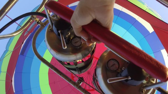 Activating the propane burner close up. Hot Air Balloon