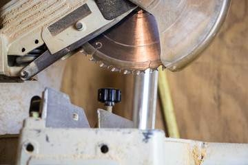 Circular saw in wood shop