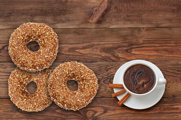 Extremely tasty sweet donut together with aromatic coffee full of caffeine is an unforgettable taste and relaxation experience after every effort, both mental and physical.

