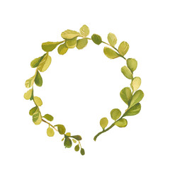 Watercolor wedding rustic wreath painting art, rural restaurant banner background with natural watercolor splash textures.