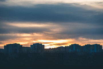 Cityscape of Lubin in Poland during the sunrise