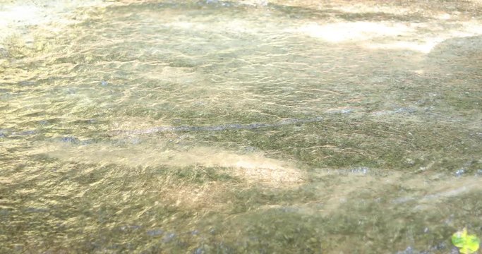 motorcycle riding through river water on road with flood overflow