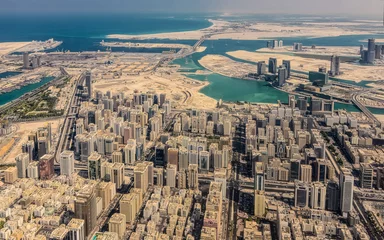 Fotobehang Aerial view from helicopter to Abu Dhabi © ali