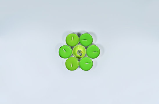 Green candle, The candle in the middle is burned and the rest is in a hexagonal shape