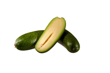 Fresh seedless cocktail avocado isolated on white background. Cucumber avocado. Marks and Spencer...